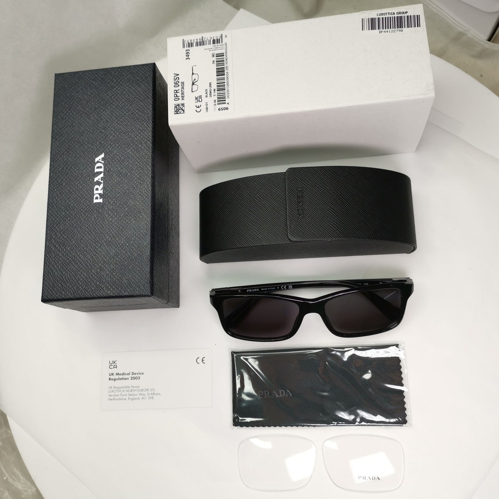 Prada Sunglasses Black Rectangle Square Fashion PR06SV VPR 06S 1AB-1O1 56mm