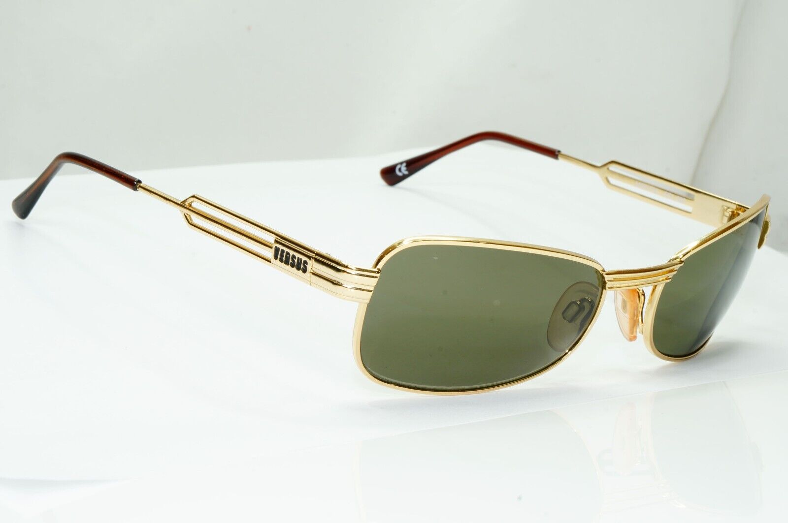 Versus 1996 by Gianni Versace Vintage Gold Green Sunglasses MOD F33 COL 030