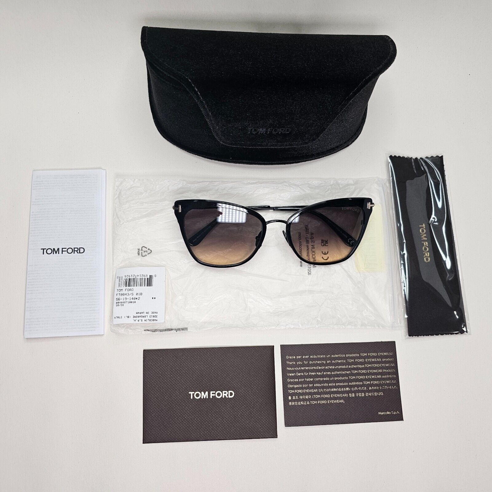 Tom Ford Sunglasses Faryn Titanium Black Brown Grey Gradient TF0843 TF 843 01B