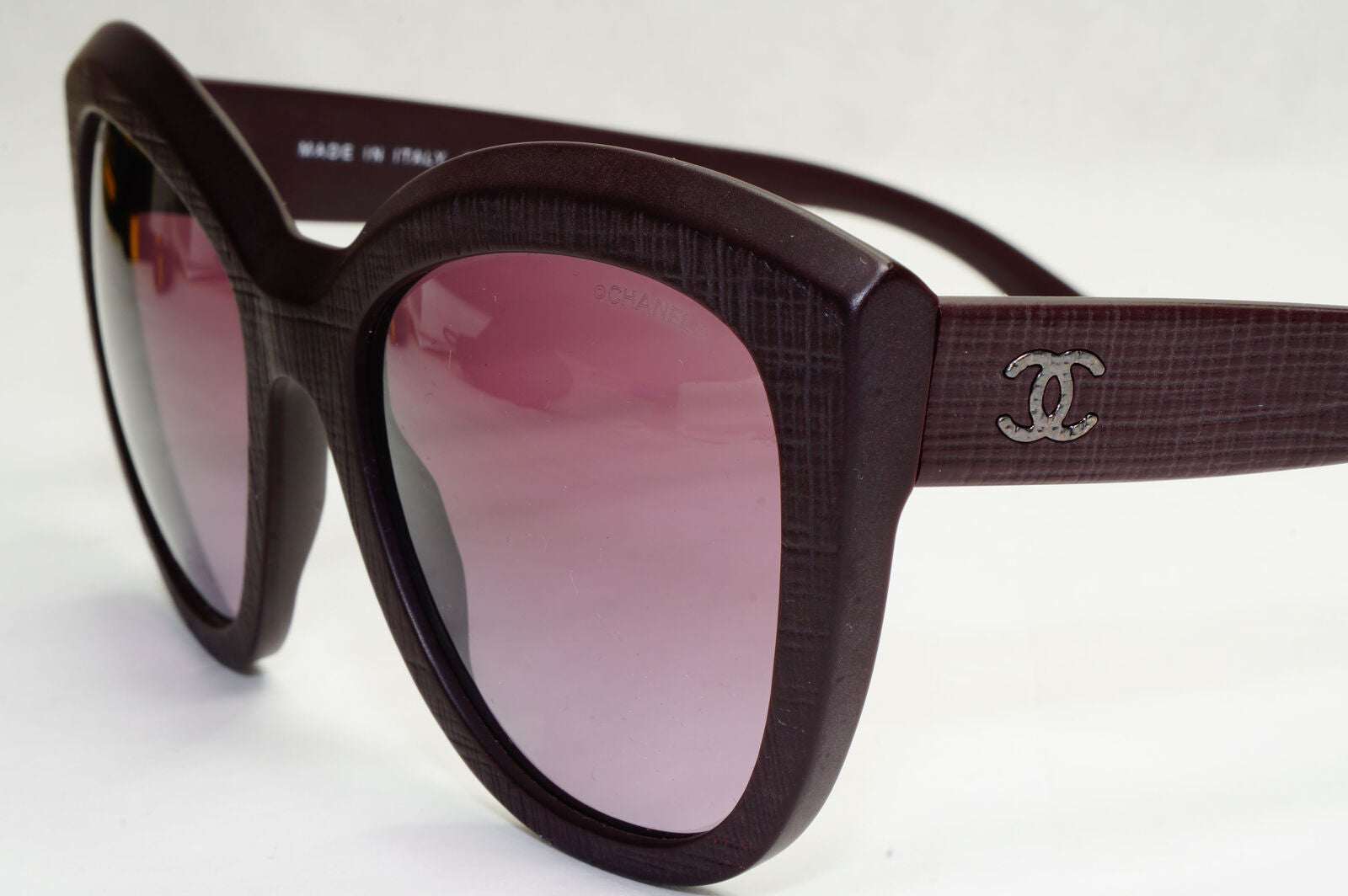 Chanel Sunglasses Dark Burgundy Maroon Tweed Pattern 5332 c.1461/S1 120124