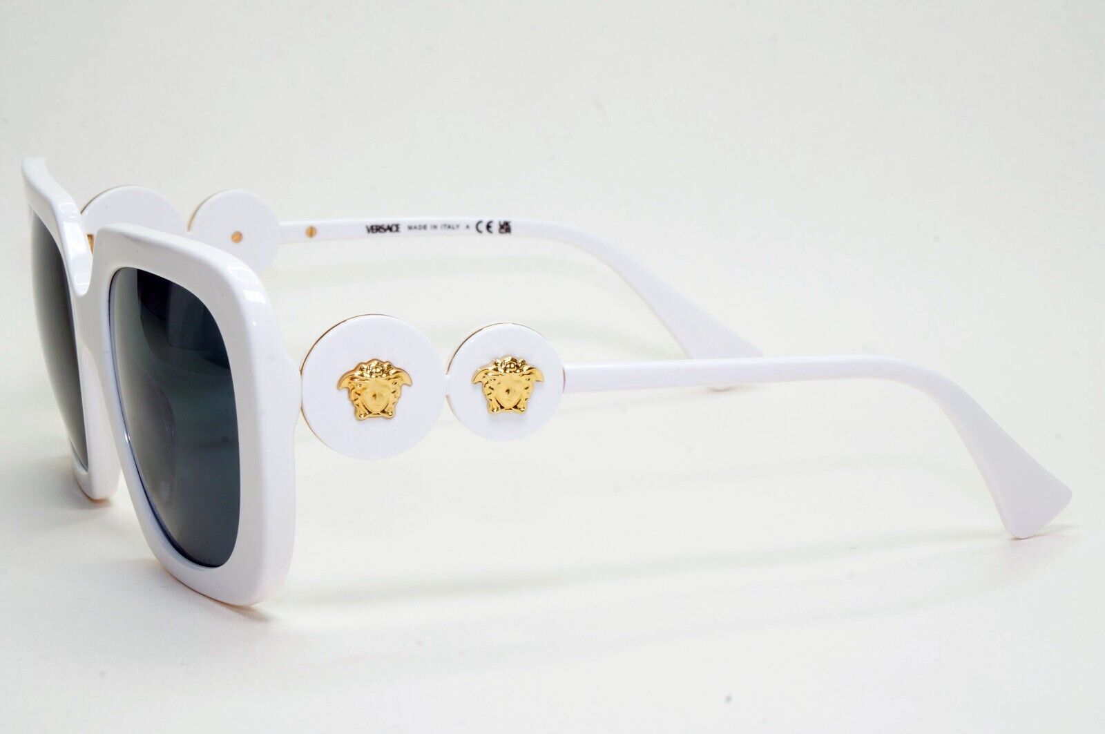 Versace Sunglasses White Gold Medusa Square Black Grey MOD VE 4434 314/87 54mm