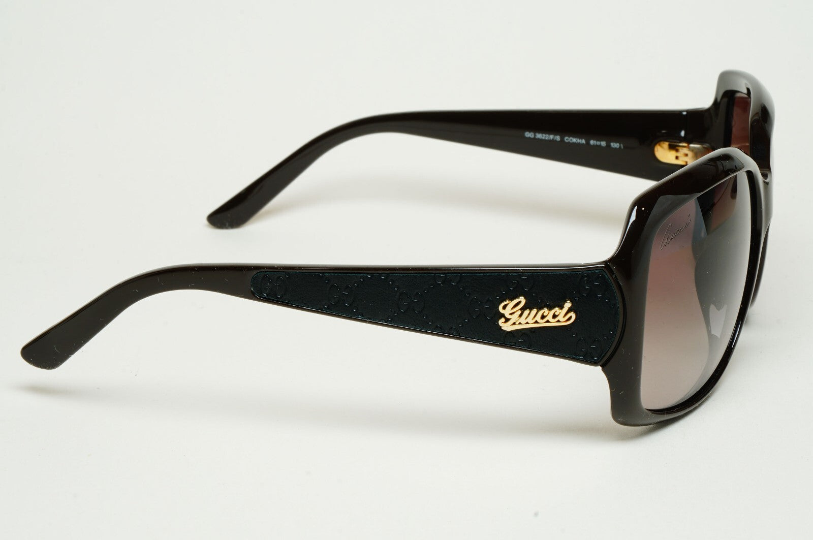 Gucci Sunglasses 2009 Vintage Leather Brown Black Square GG 3622/F/S COKHA 61mm