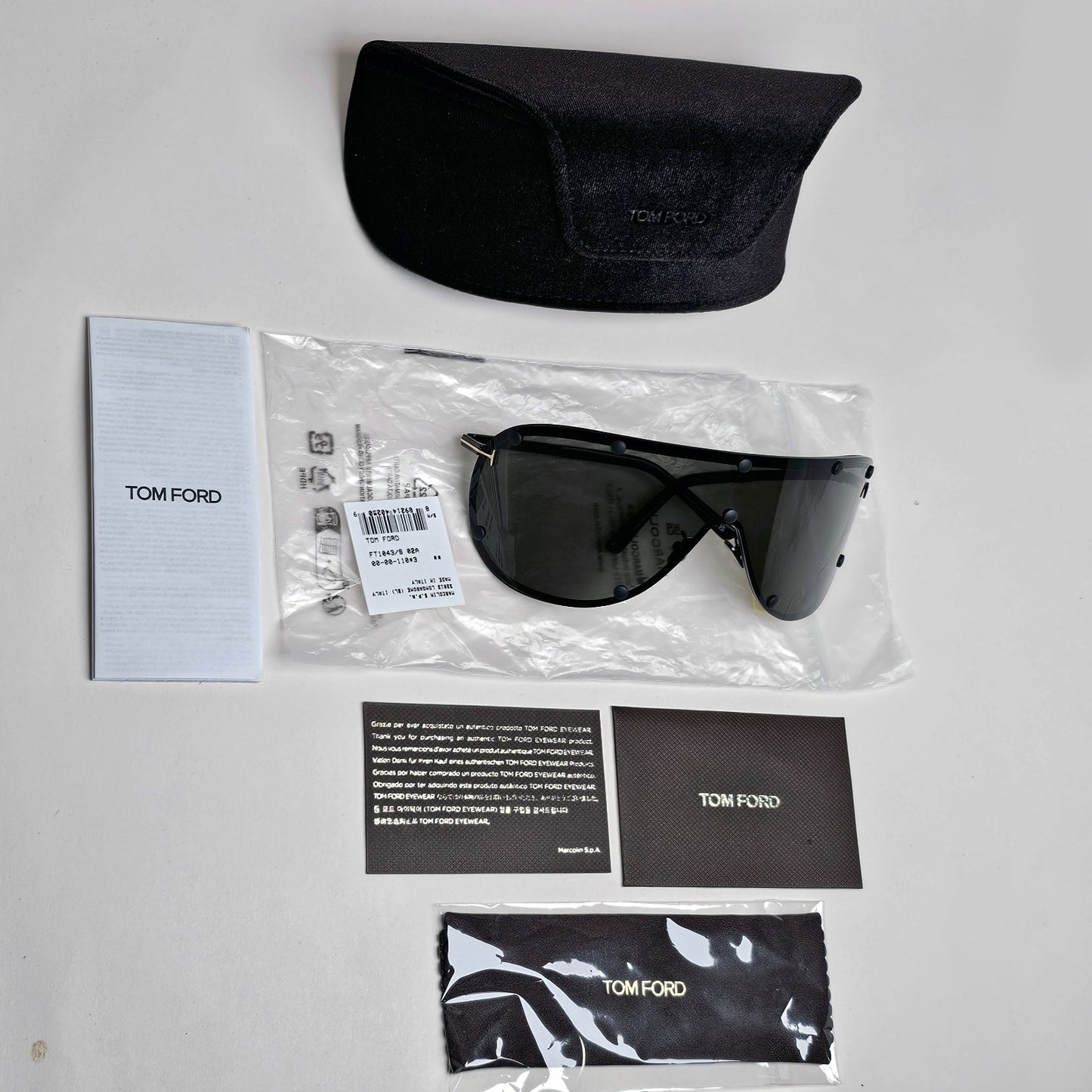 Tom Ford Sunglasses Kyler Black Grey Gold Shield Visor FT1043 TF 1043 02A [b]