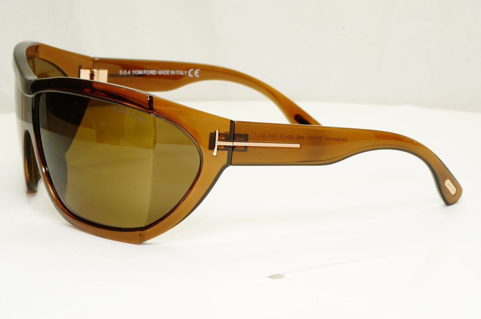 Tom Ford Sunglasses Sedgewick Brown Transparent Square Wrap FT0402 TF 402 48E