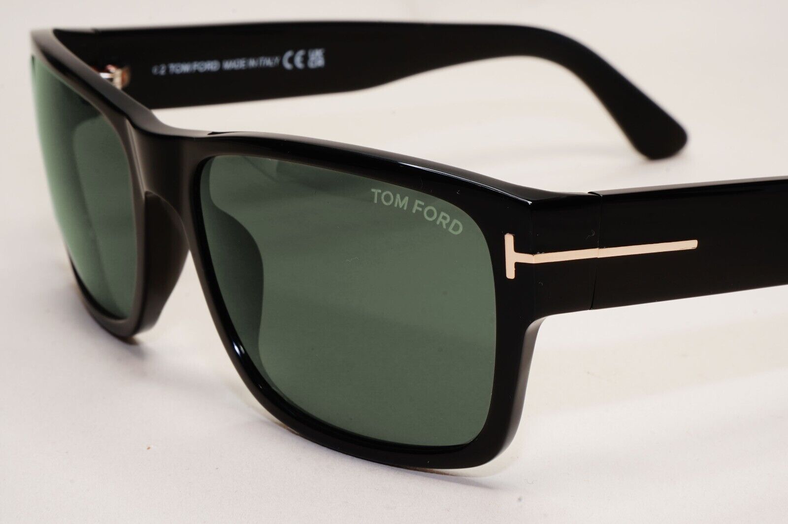 Tom Ford Sunglasses Mason Black Glossy Green Square FT0445 TF 445 01N 58mm