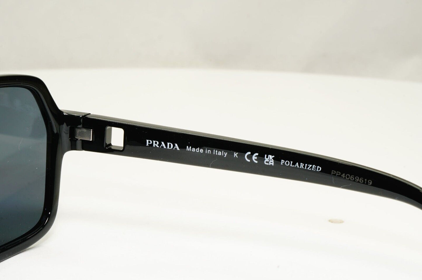 Prada Polarized Sunglasses Black Glossy Square Pilot PS01XS SPS 01X 1AB-02G