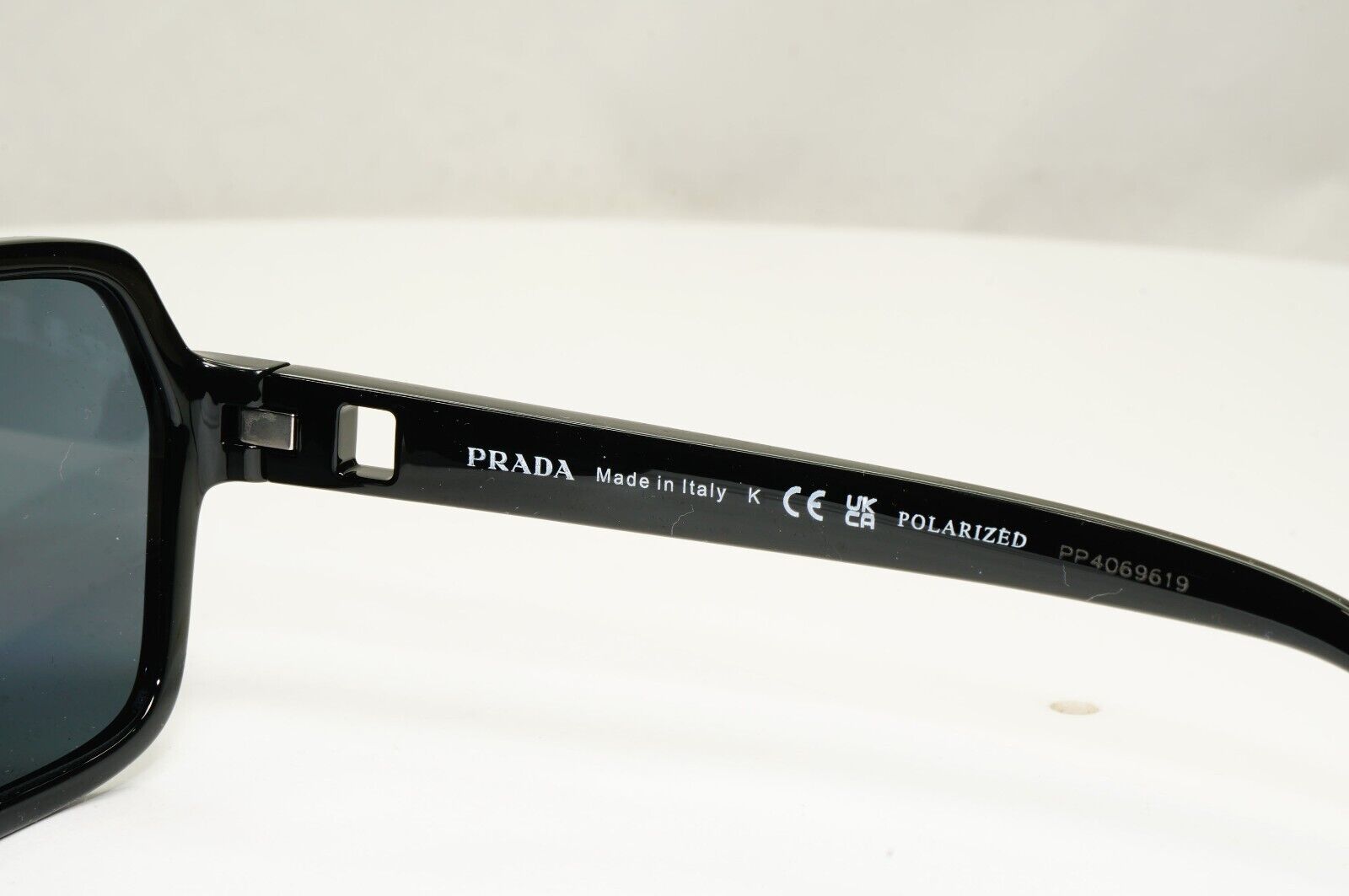 Prada Polarized Sunglasses Black Glossy Square Pilot PS01XS SPS 01X 1AB-02G