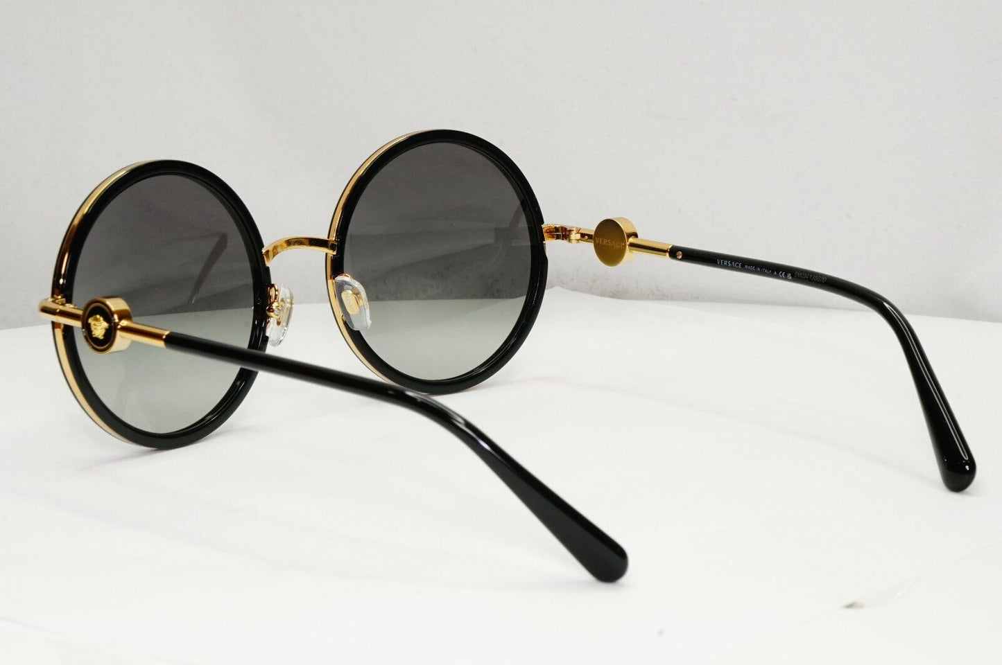 Versace Sunglasses Black Round Gold Medusa Grey Gradient MOD VE 2229 1002/11