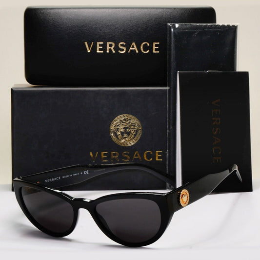 Versace Sunglasses Black Gold Medusa Cat Eye MOD VE 3280-B GB1 53mm