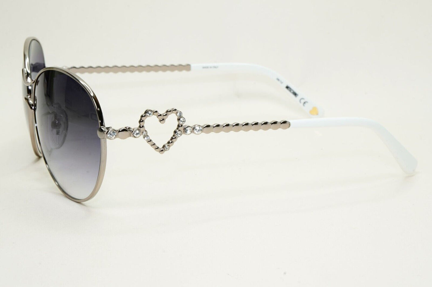 Moschino Sunglasses 2005 Vintage Gunmetal Grey Heart Crystal MO574 01 101124