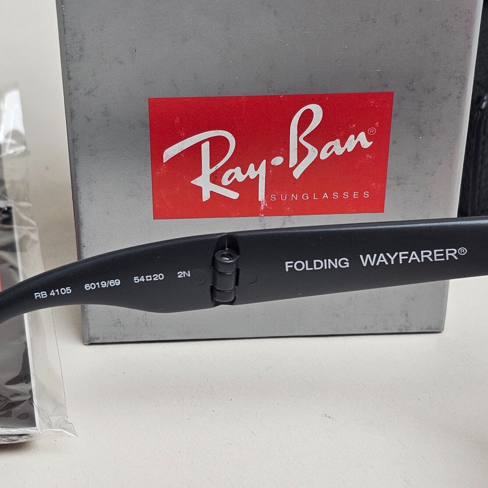 Ray-Ban Sunglasses Folding Wayfarer Orange Mirror Black RB 4105 6019/69 54mm