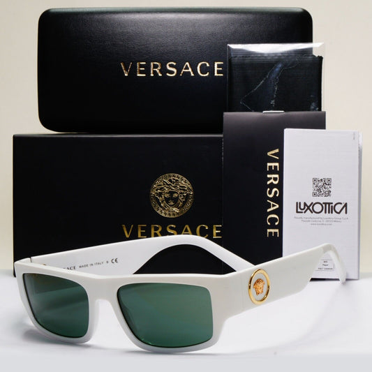 Versace Sunglasses White Green Square Gold Medusa MOD VE 4385 5327/71 56mm