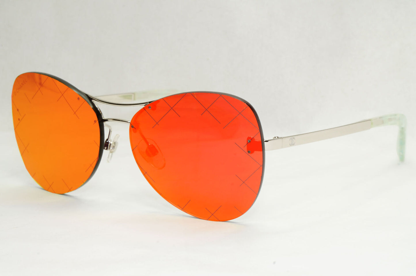 Chanel Sunglasses Mirrored Orange Yellow Silver Rimless 4218 c.124/6Q