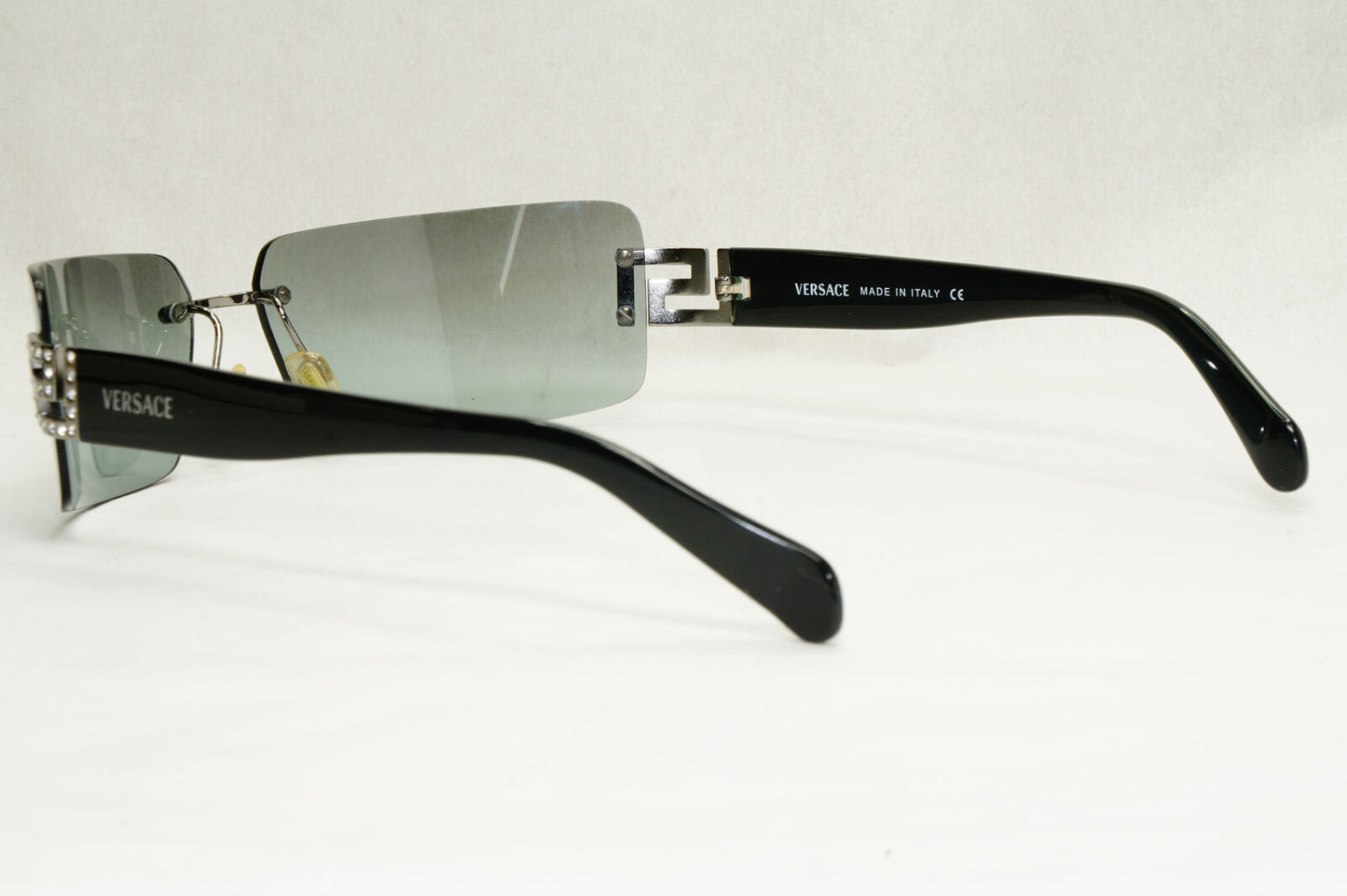 Versace Sunglasses 2004 Vintage Black Grey Mirror Rimless 2010-B 1001/88 140124