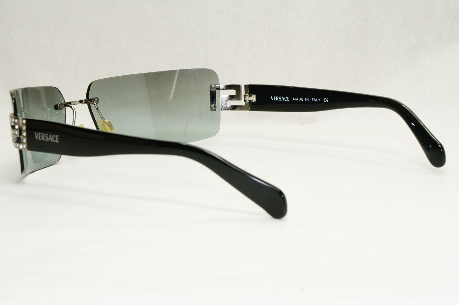 Versace Sunglasses 2004 Vintage Black Grey Mirror Rimless 2010-B 1001/88 140124