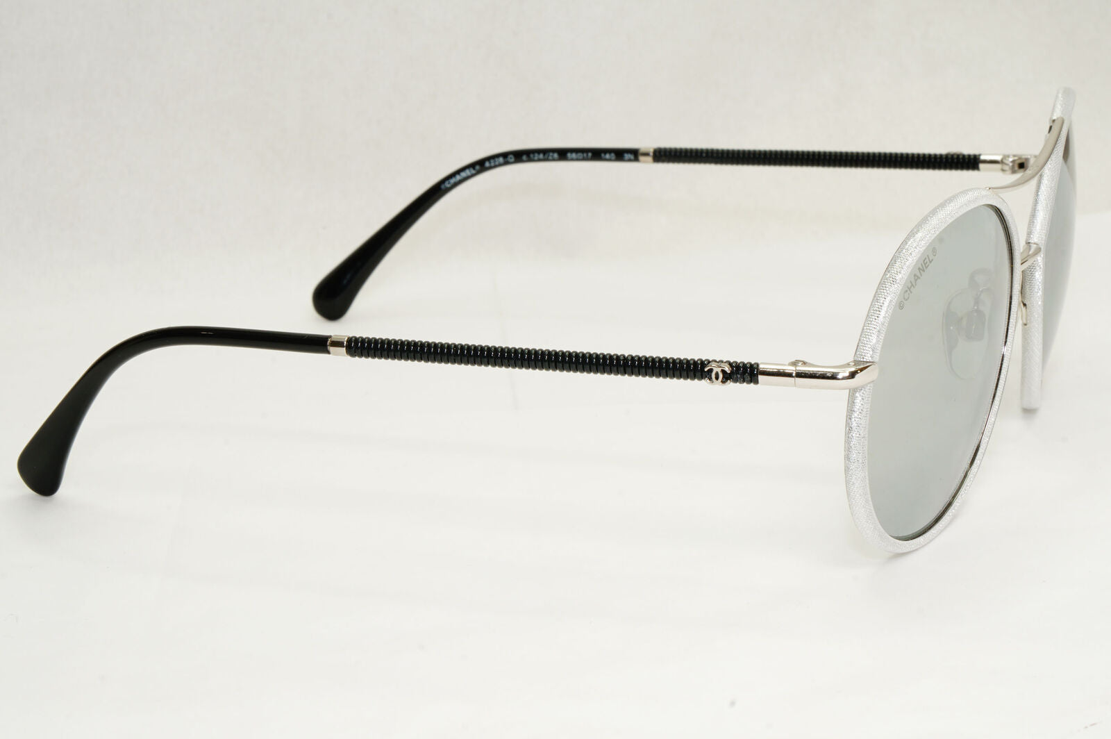 Chanel Sunglasses Pilot Mirror Grey Silver Black 4228-Q c.124/Z6 56mm