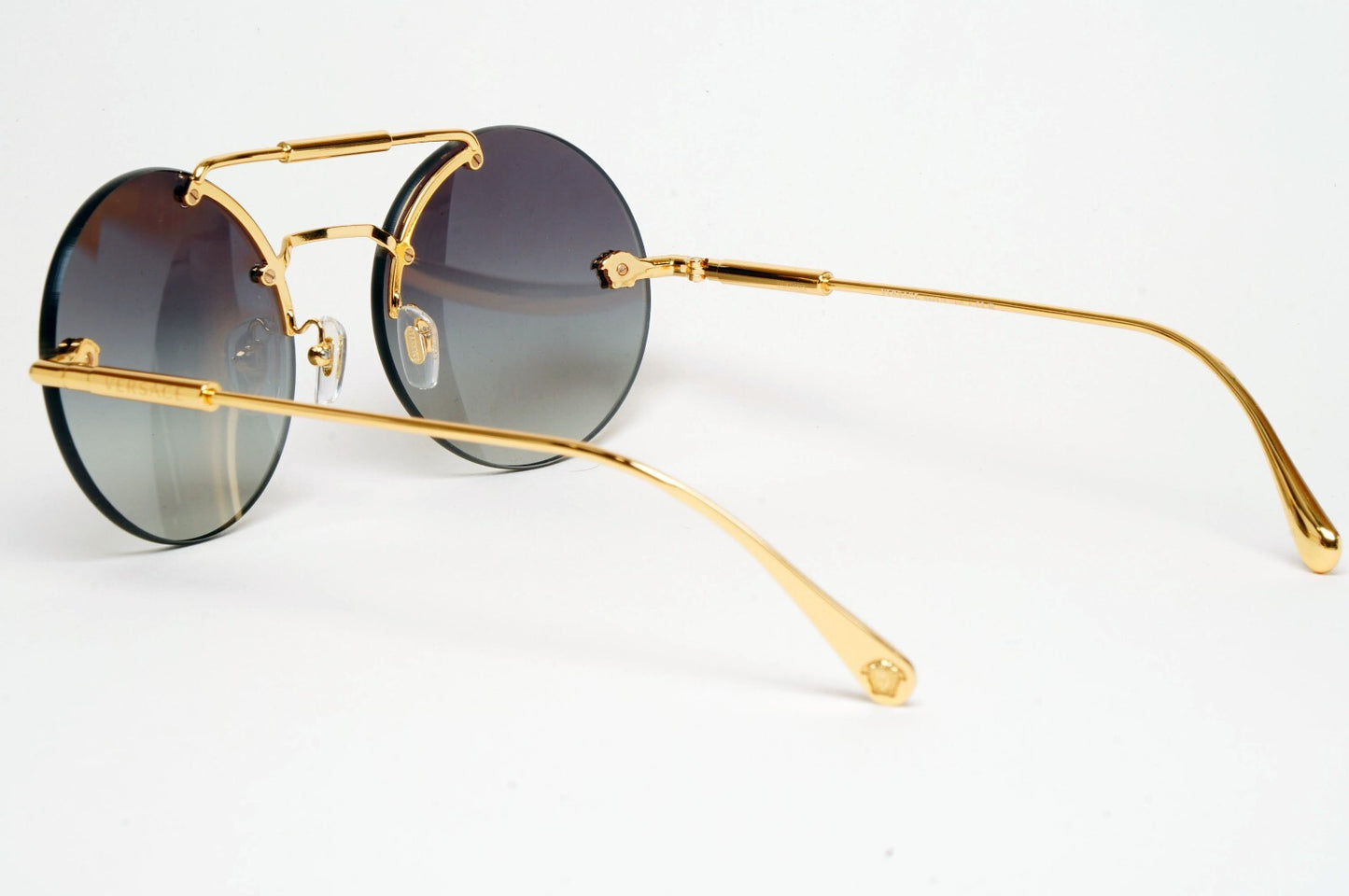 Versace Sunglasses Gold Medusa Grey Rimless Round MOD VE 2244 1002/8G