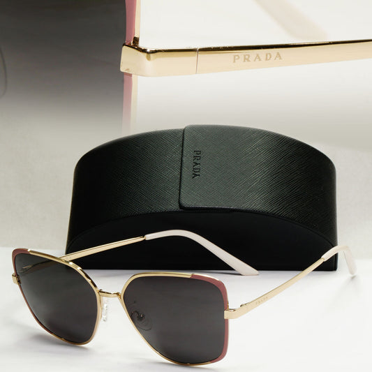 Prada Sunglasses Gold Black Square Metal PR60XS SPR 60X 07B-4K0 59mm 120124