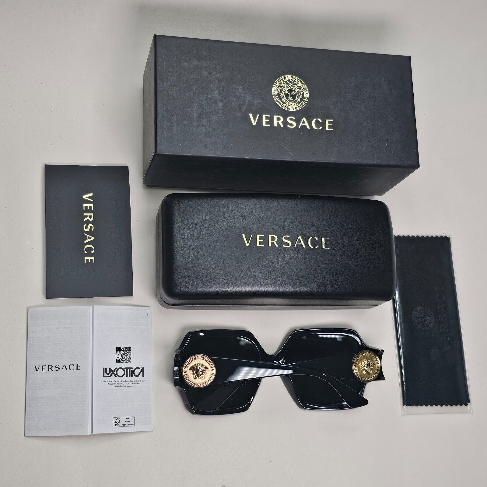 Versace Sunglasses Black Oversized Square Gold Medusa Large MOD VE 4453 GB1/87