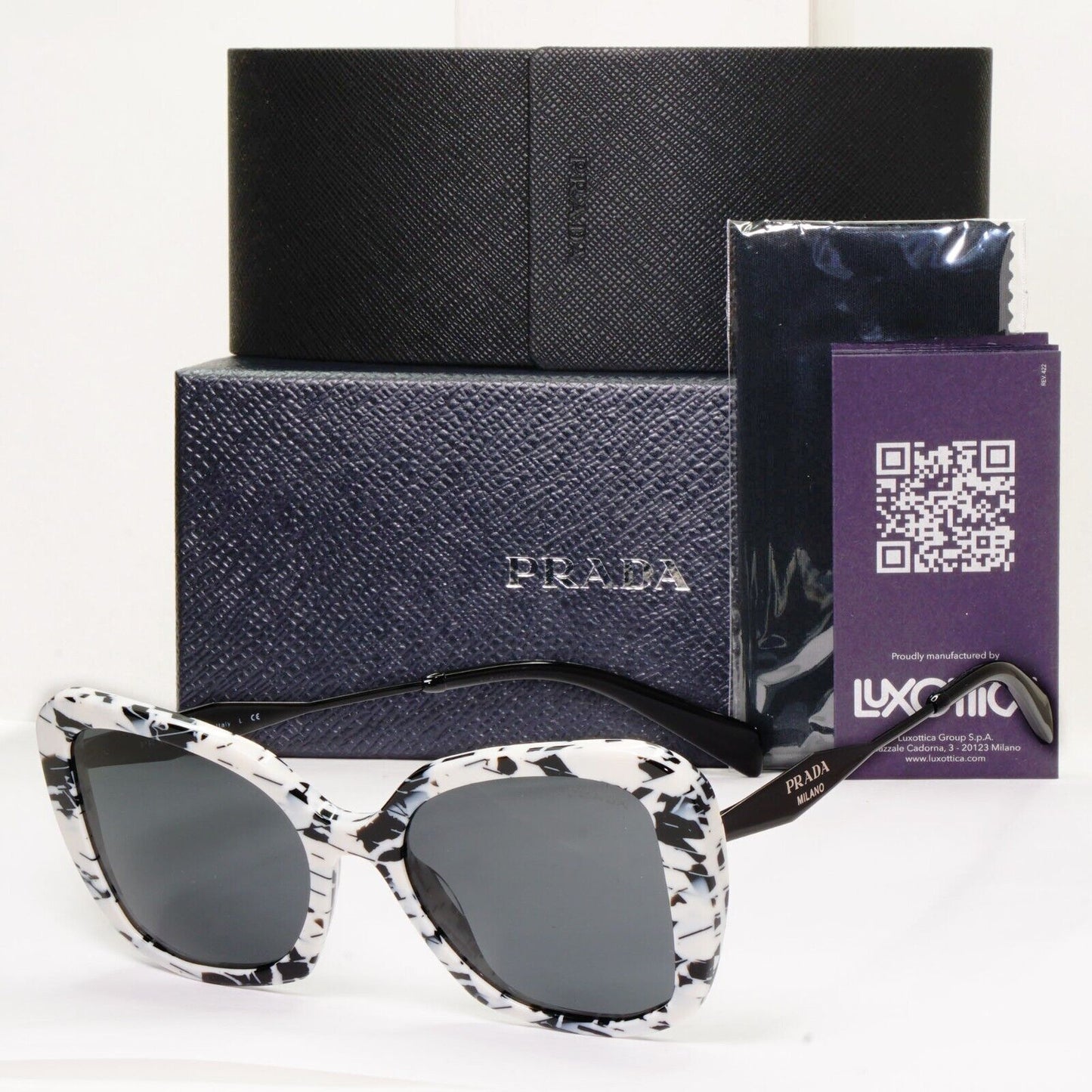 Prada Sunglasses White Black Marble Talc Abstract Grey PR03YS SPR 03Y 02Y-5S0