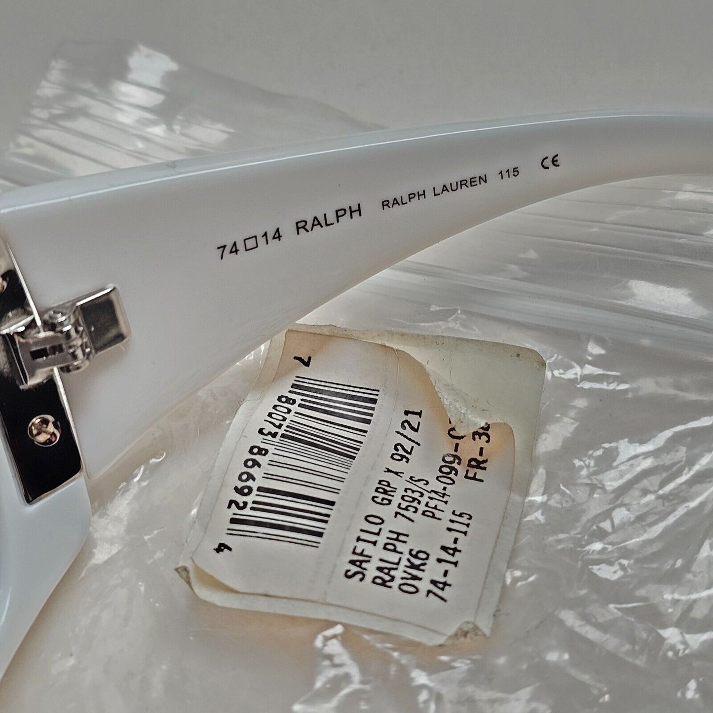 Ralph Lauren Sunglasses 2006 Vintage White Brown Wrap Unisex 7593/S 0VK6 211124