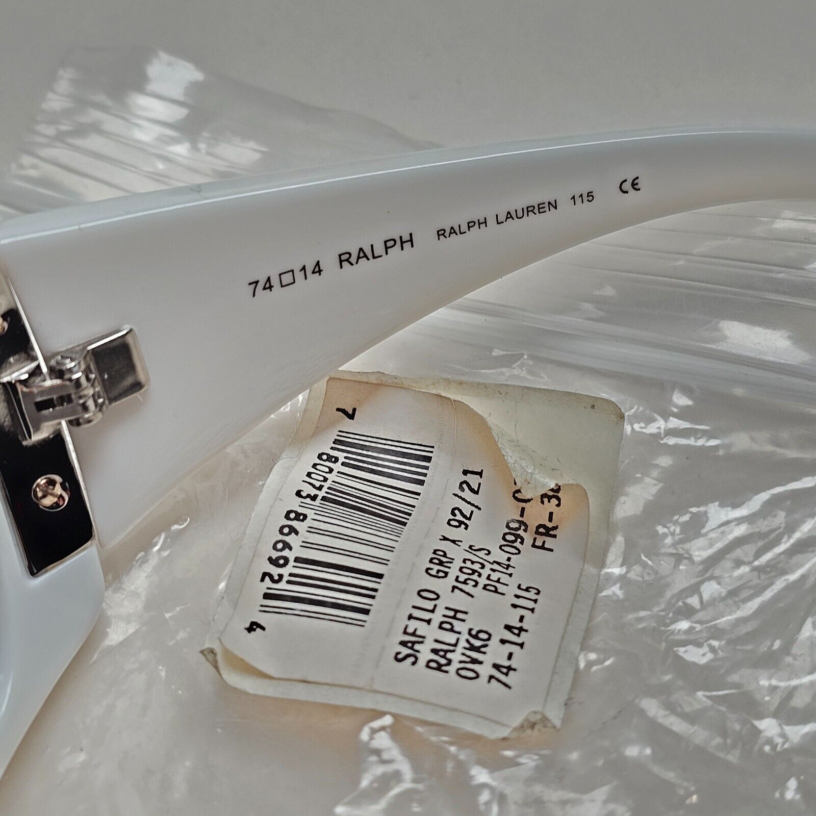Ralph Lauren Sunglasses 2006 Vintage White Brown Wrap Unisex 7593/S 0VK6 211124