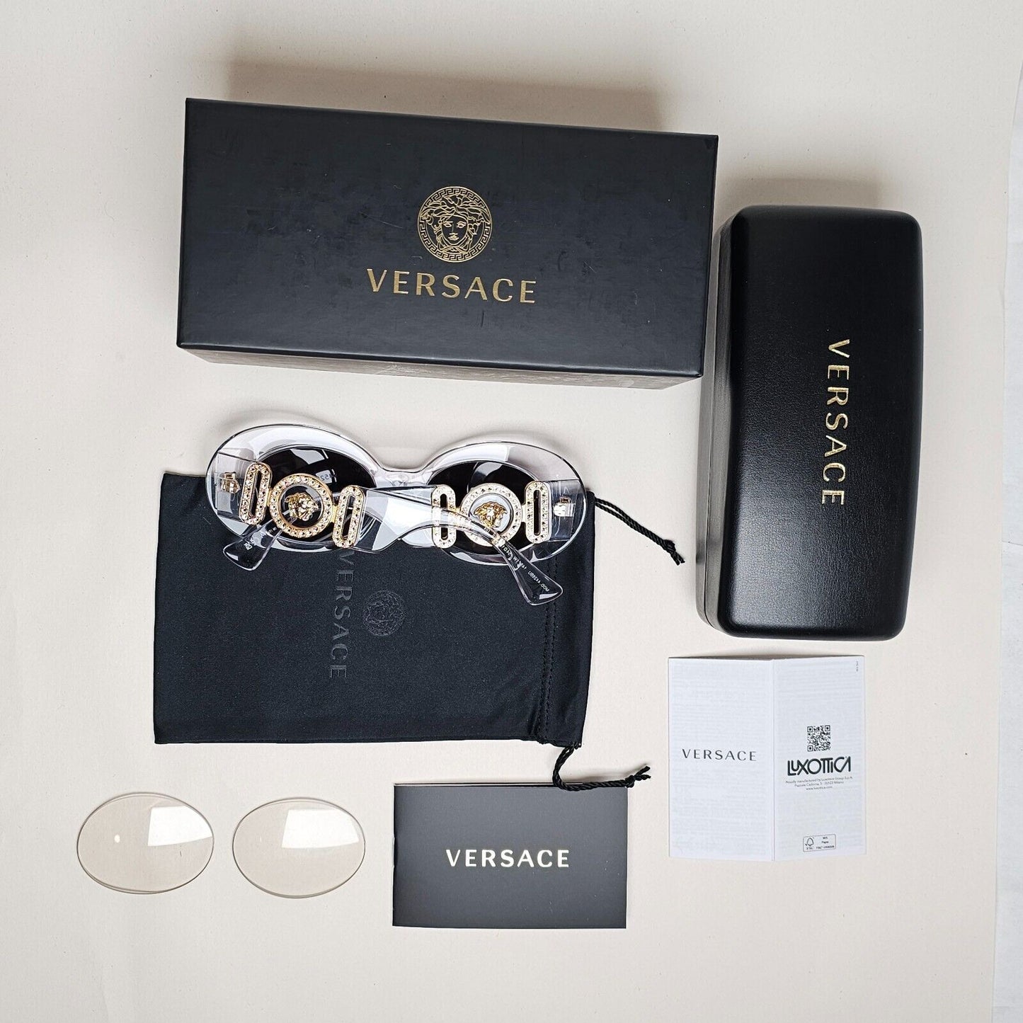 Versace Sunglasses Crystal Transparent Black Gold Medusa MOD VE 4426BU 148/1W