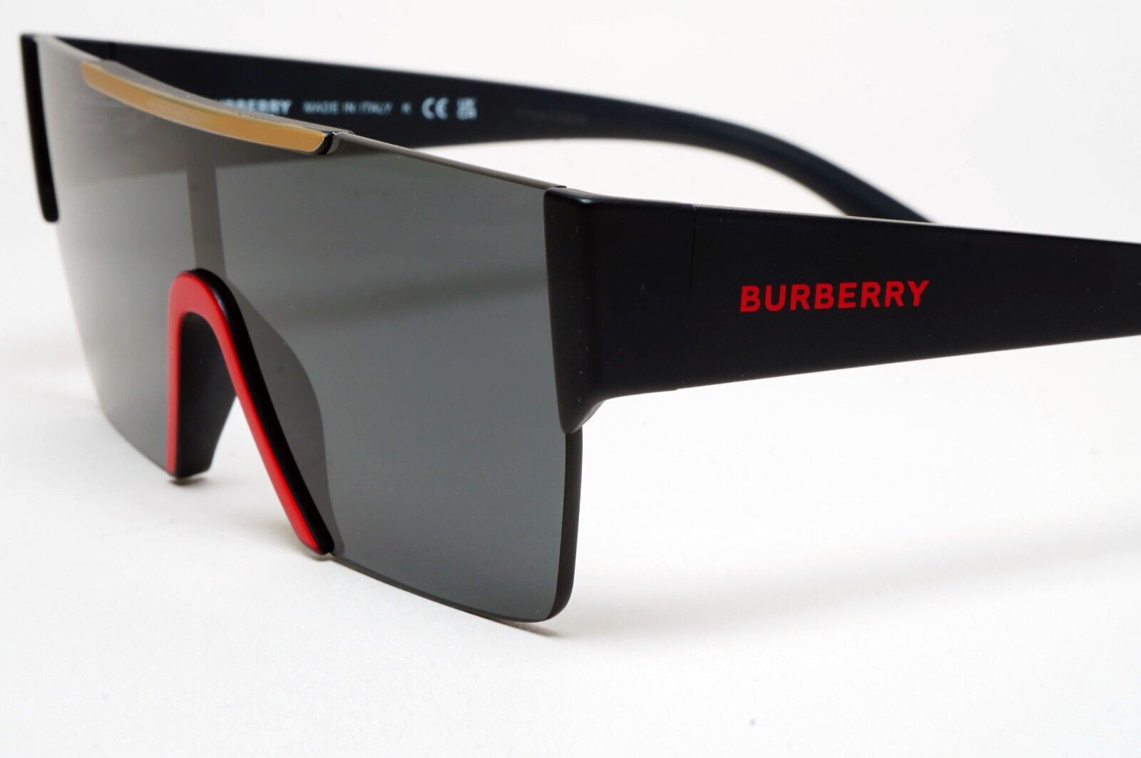 Burberry Sunglasses Black Shield Visor Dark Grey Square BE 4291 3964/87