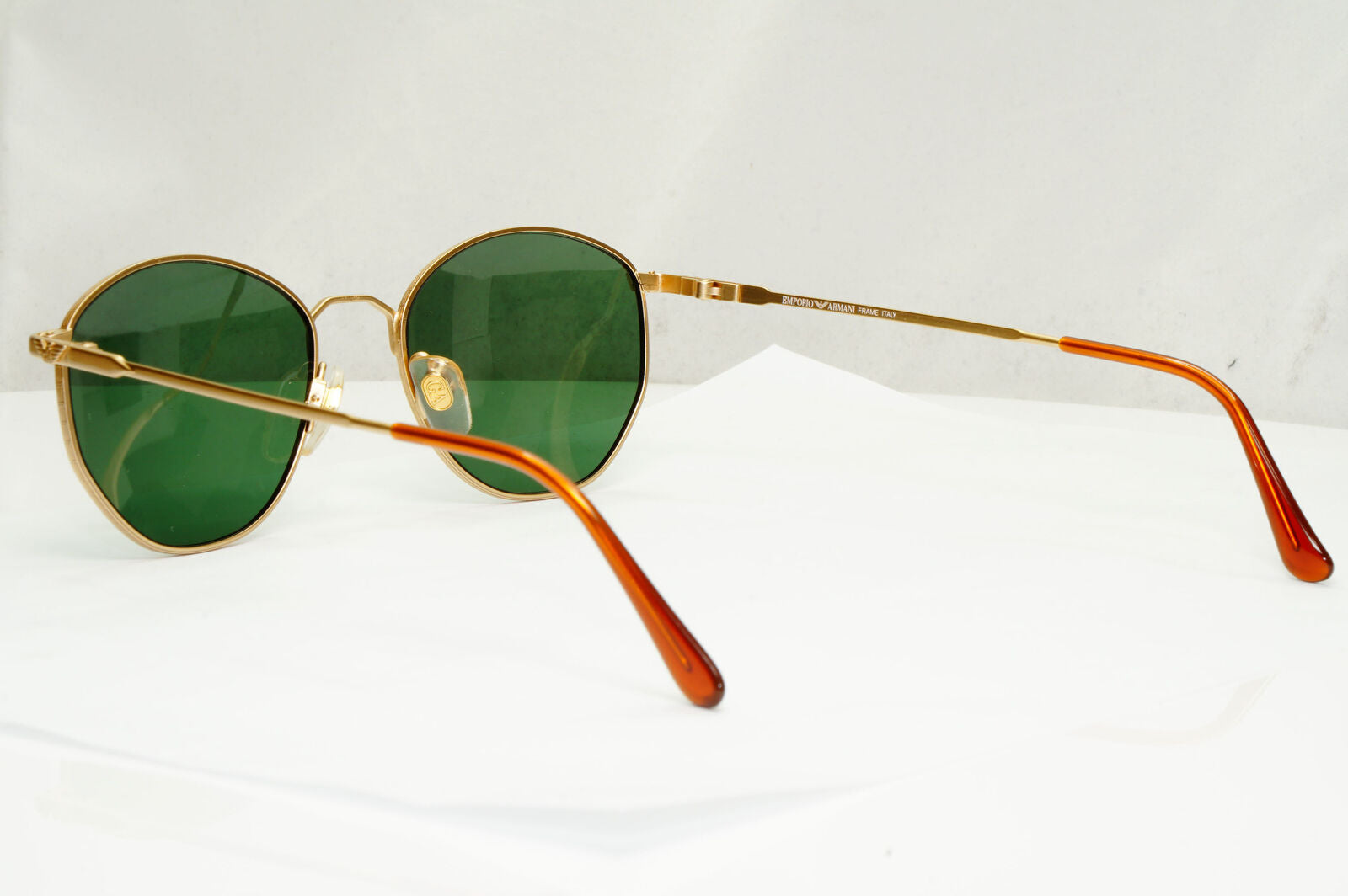 Emporio Armani Sunglasses 1997 Vintage Gold Green Metal Round 031 703 50mm A