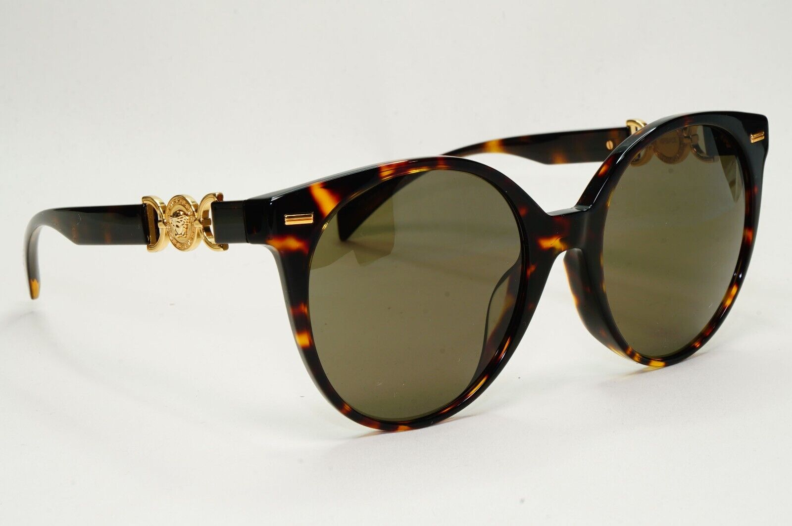 Versace Sunglasses Brown Havana Gold Round Lens Oversized MOD VE 4442-F 108/3
