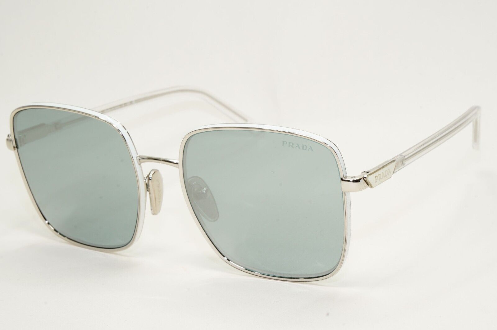 Prada Sunglasses Silver Mirror Large Square Oversized PR55YS SPR 55Y 1BC-02R