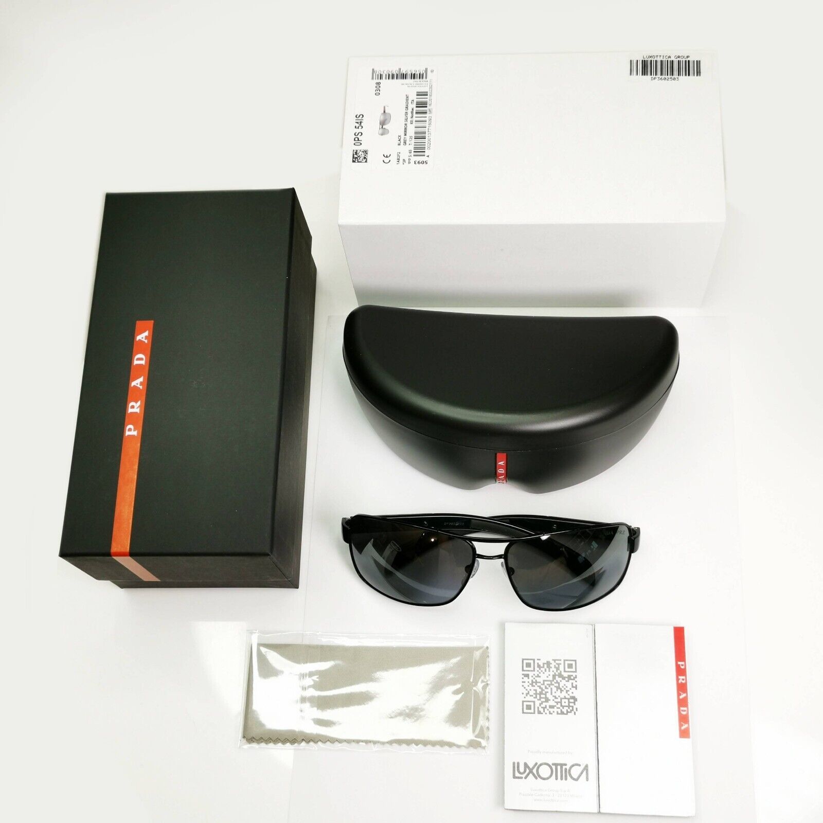 Prada Polarized Mens Sunglasses Silver Mirror Black SPS 54I 1AB-2F2 [A] 36975