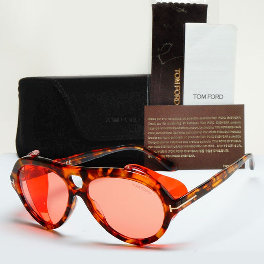 Tom Ford Sunglasses Neughman Brown Rose Red Rose Side Shields FT0882 TF 882 54S