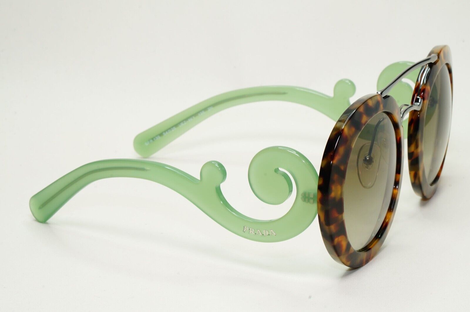 Prada Sunglasses Baroque Swirl Brown Green Round PR13SS SPR 13S UEZ-4K1 281024