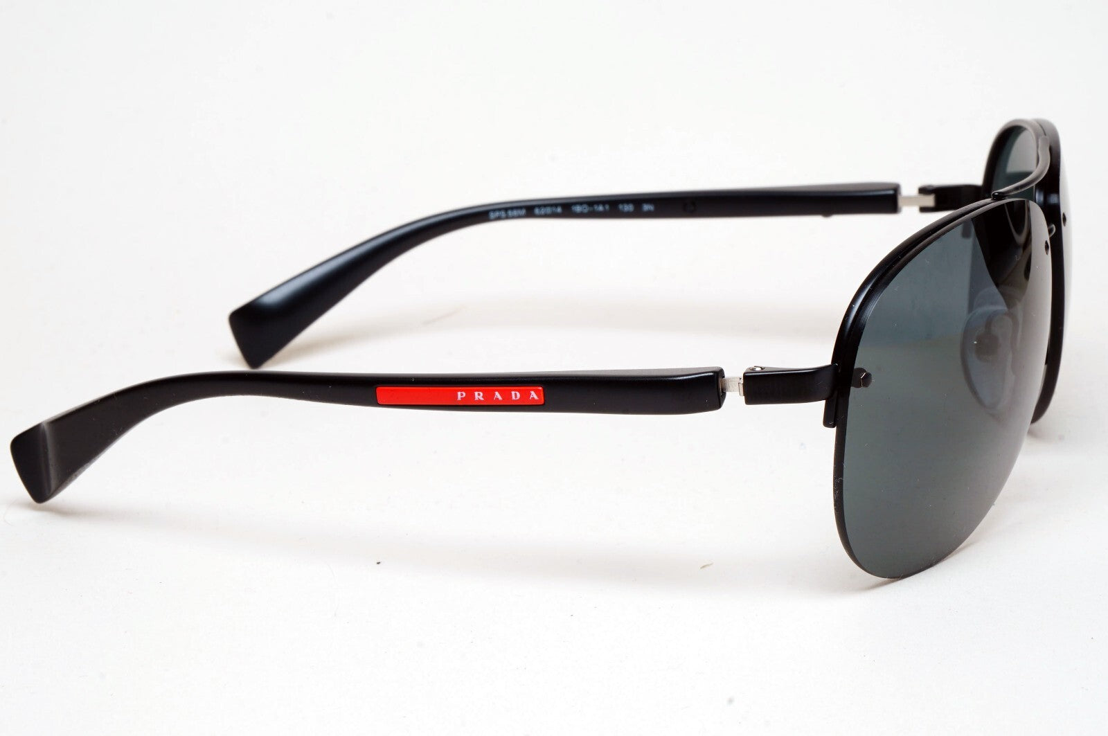 Prada Sunglasses Rimless Pilot Black Grey PS56MS SPS 56M 1BO-1A1 62mm