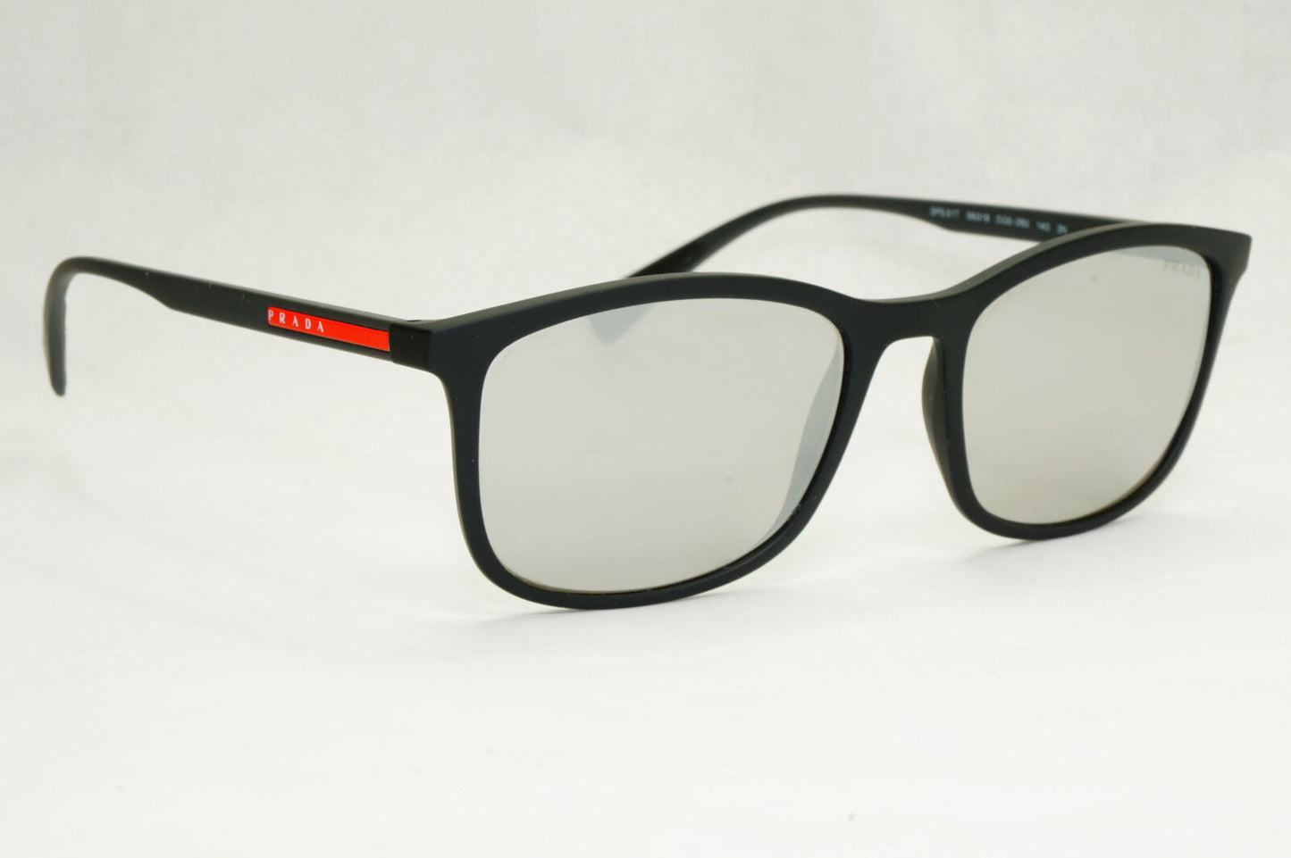 Prada Sunglasses Black Silver Mirror Square PS01TS SPS 01T DG0-2B0 56mm 050124