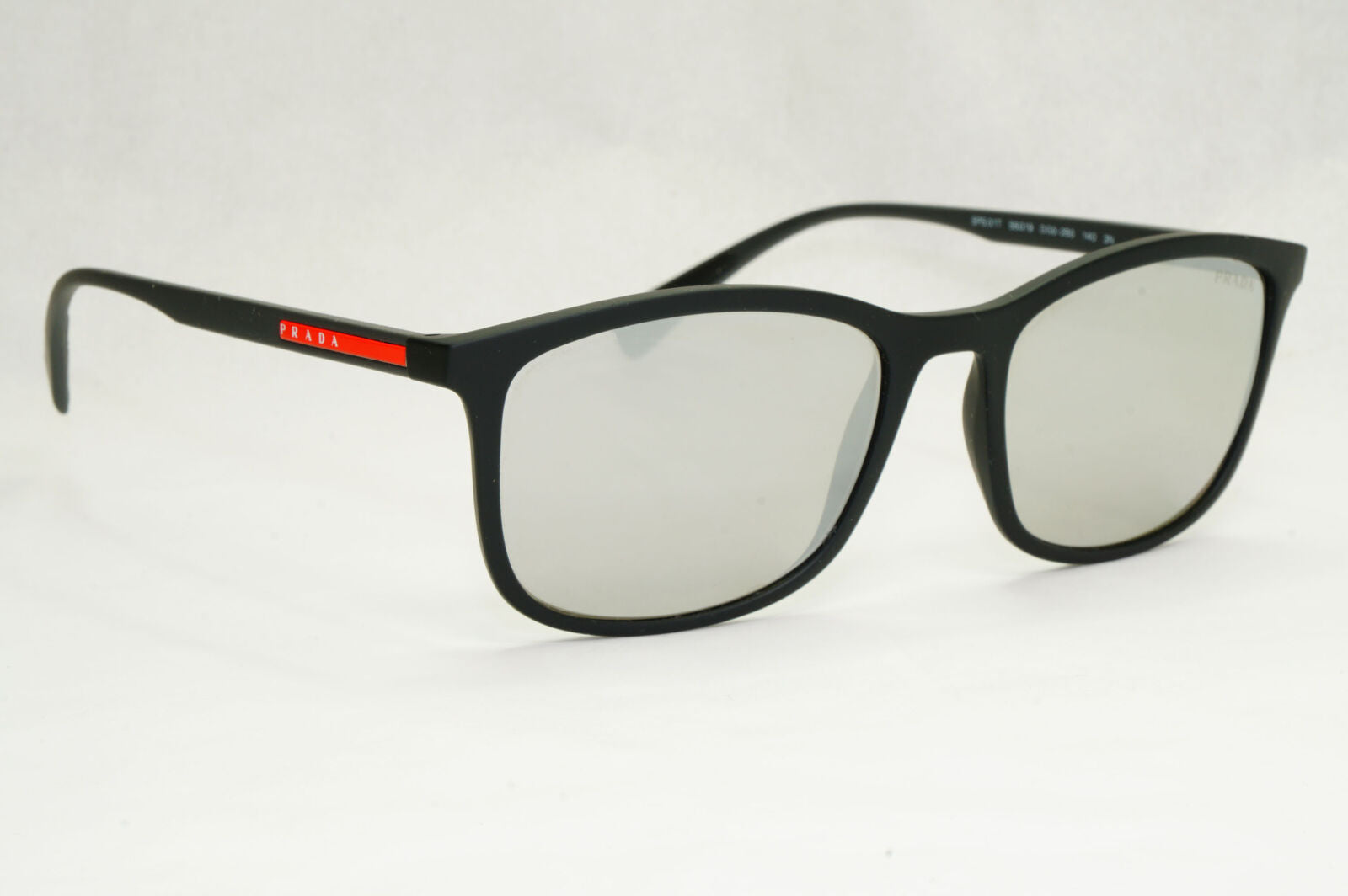 Prada Sunglasses Black Silver Mirror Square PS01TS SPS 01T DG0-2B0 56mm 050124