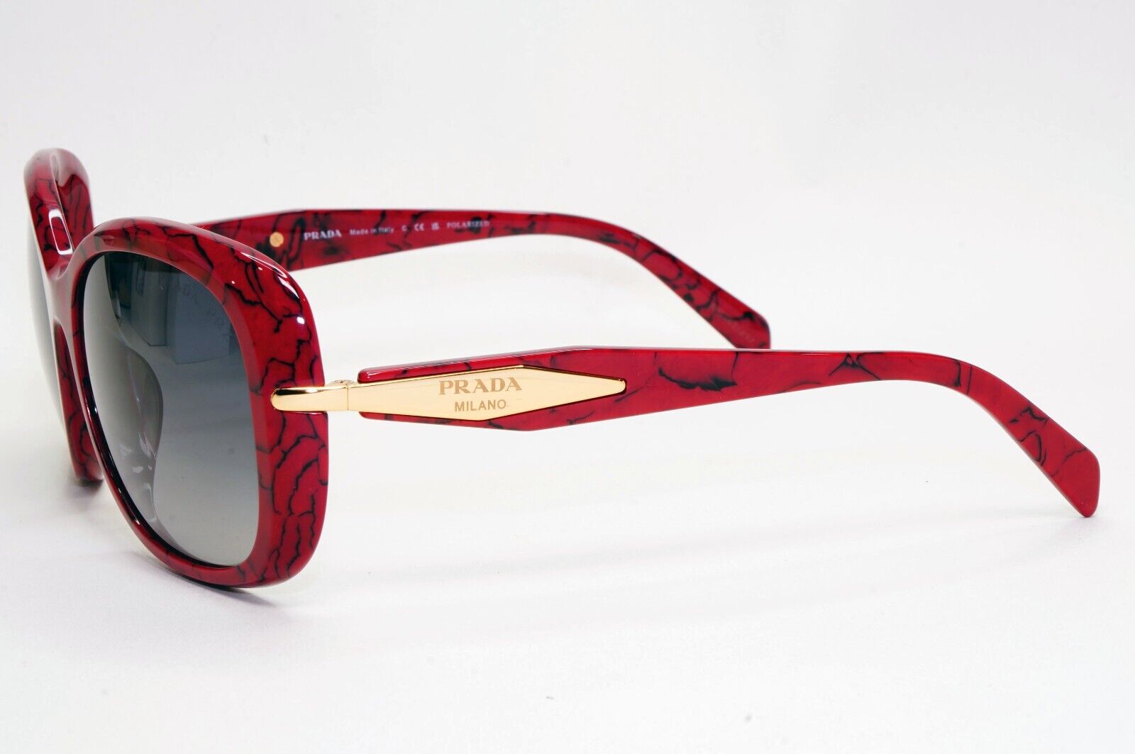 Prada Sunglasses Polarised Dark Red Etruscan Marble PR04ZS-F SPR 04Z-F 15D-5W1