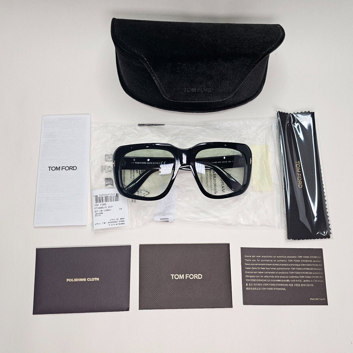 Tom Ford Sunglasses Bailey-02 Black Square Light Green Gradient FT0885 TF 885