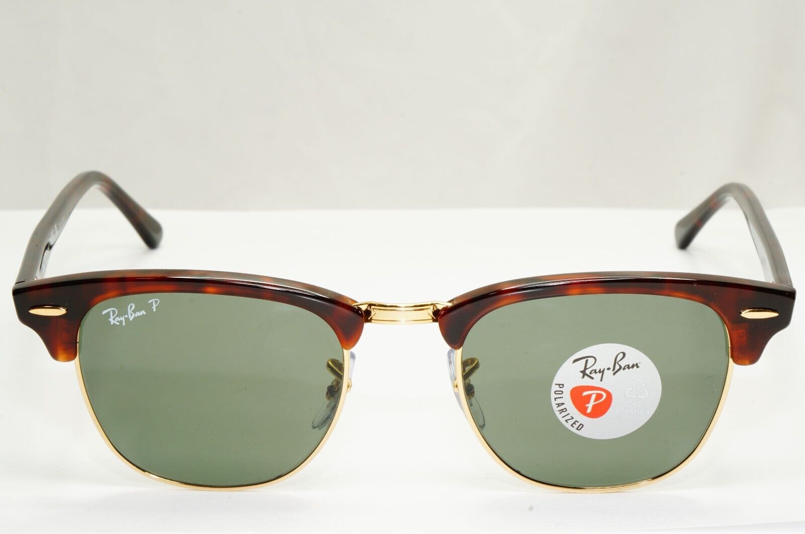Ray-Ban Sunglasses Clubmaster Polarised Brown Tortoise Green RB 3016 990/58 49mm