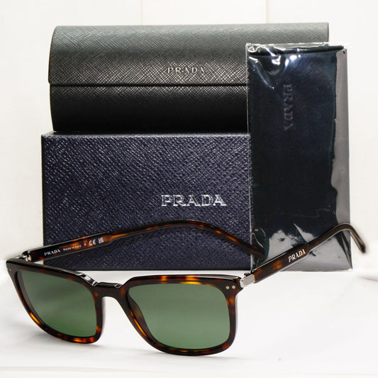 Prada Sunglasses Brown Green Square Tortoiseshell VPR 13Y PR13YV 2AU-1O1 55mm