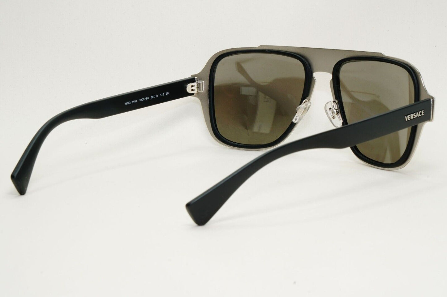 Versace Sunglasses Black Silver Medusa Mirror Square Matte MOD VE 2199 1000/6G