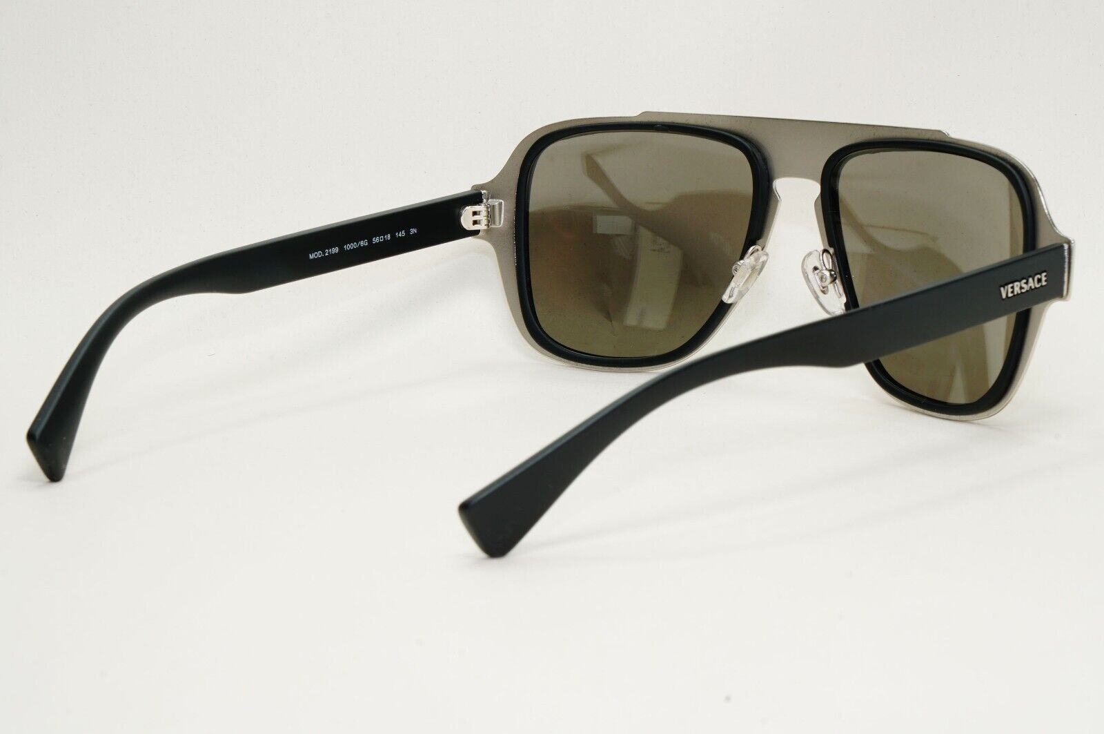 Versace Sunglasses Black Silver Medusa Mirror Square Matte MOD VE 2199 1000/6G