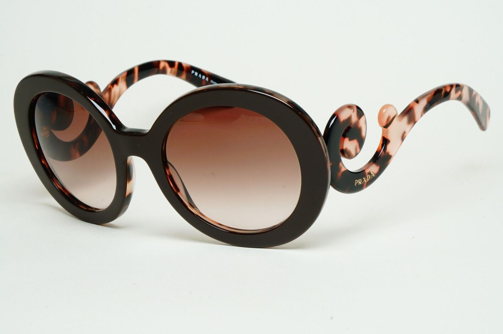 Prada Sunglasses Baroque Swirl Round Brown Marble PR27NS SPR 27N ROL-0A6 070125