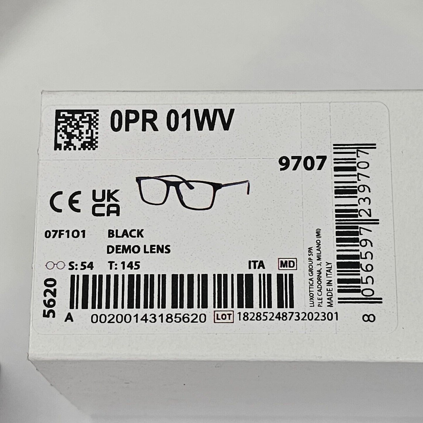 Prada Sunglasses Black Square Glossy Fashion PR01WV VPR 01W 07F-1O1 54mm