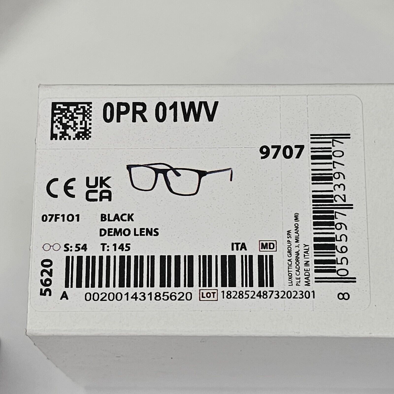Prada Sunglasses Black Square Glossy Fashion PR01WV VPR 01W 07F-1O1 54mm