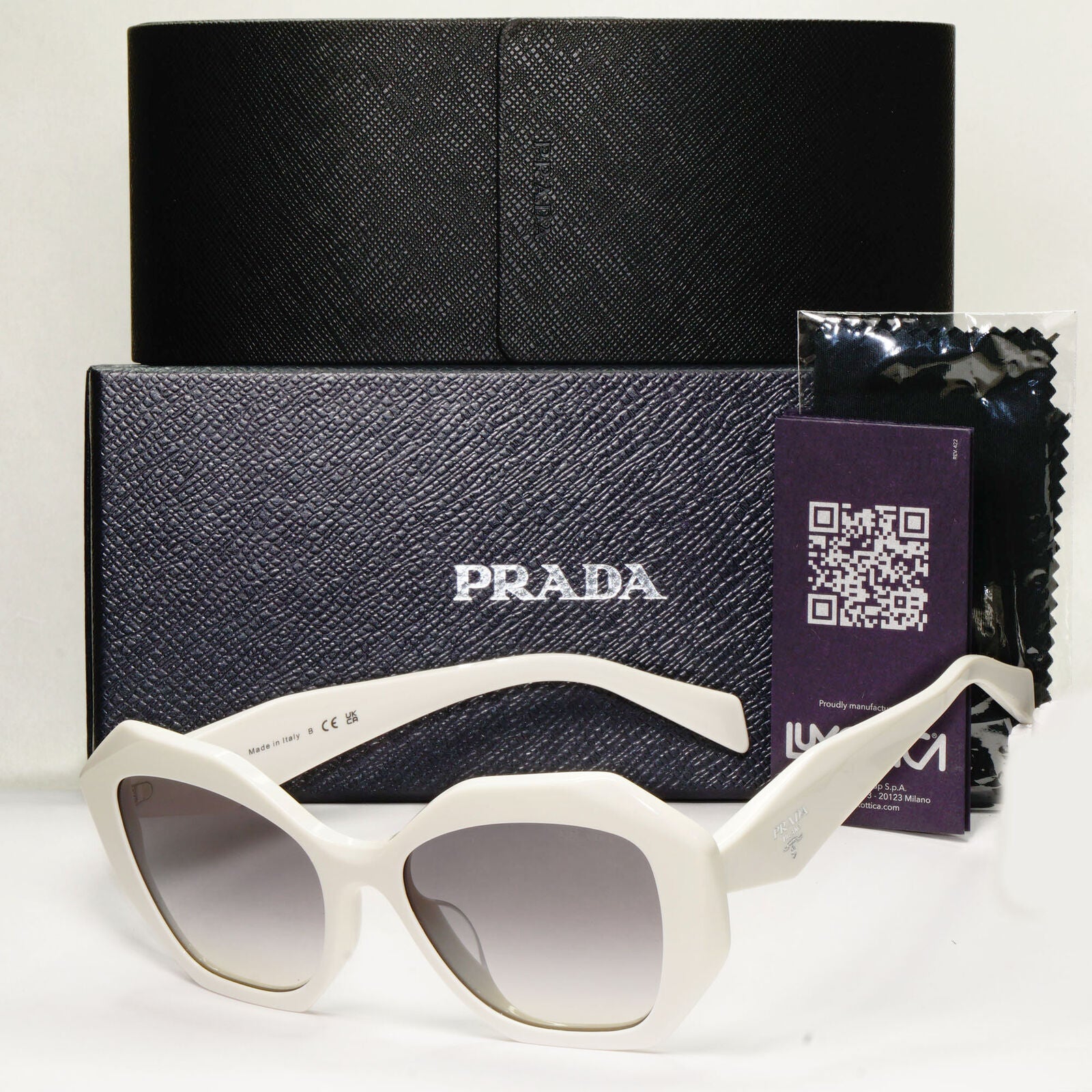 Prada Sunglasses White Symbole Triangle Square Grey PR16WFS SPR 16W-F 142-130