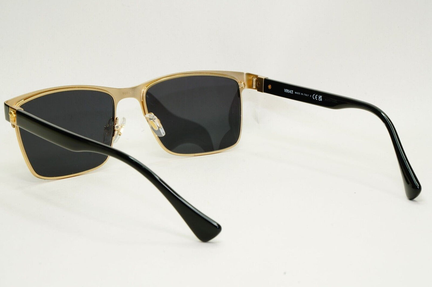 Versace Sunglasses Black Gold Medusa Metal Square MOD VE 1285 1443 56mm