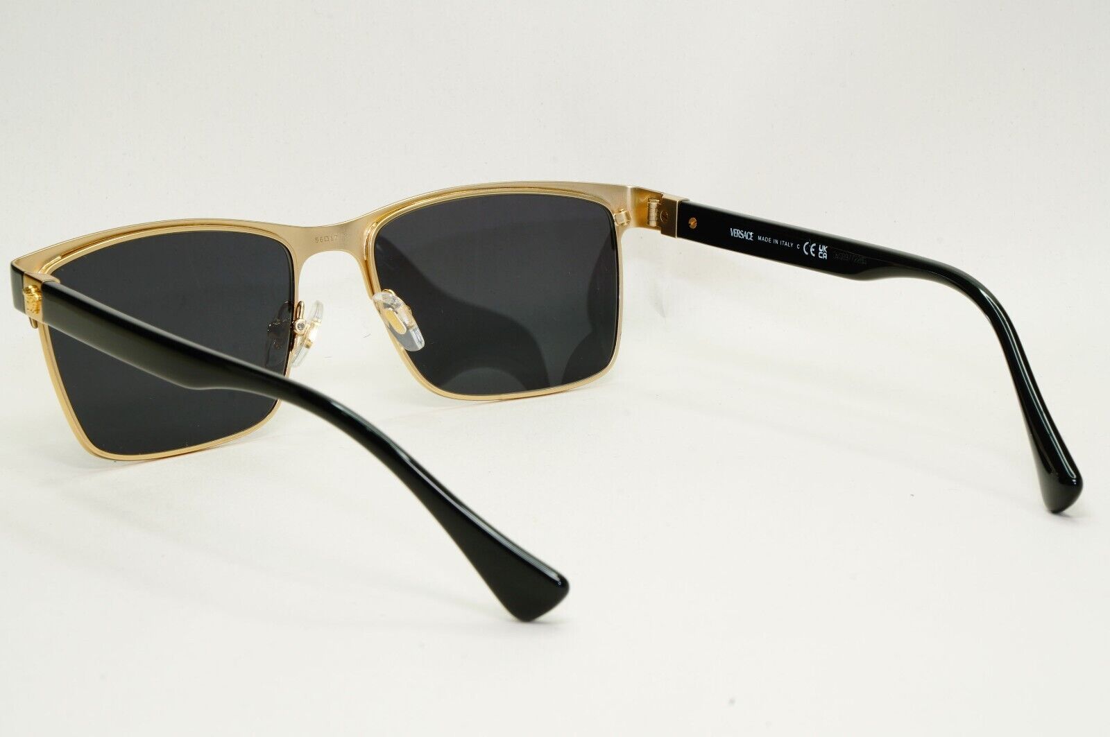 Versace Sunglasses Black Gold Medusa Metal Square MOD VE 1285 1443 56mm