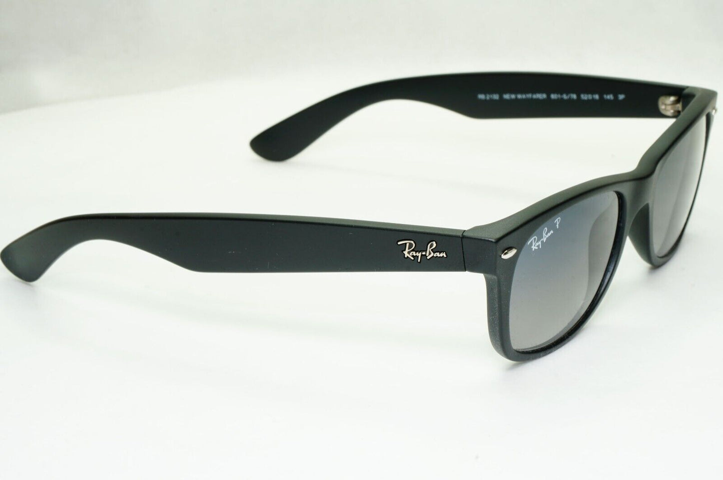Ray-Ban Sunglasses Polarised New Wayfarer Black Matte Blue RB 2132 601-S/78 52mm